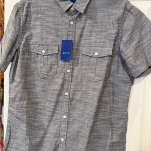 Apt. 9 Men's Short-Sleeve Button-Down Shirt in Gray Chambray